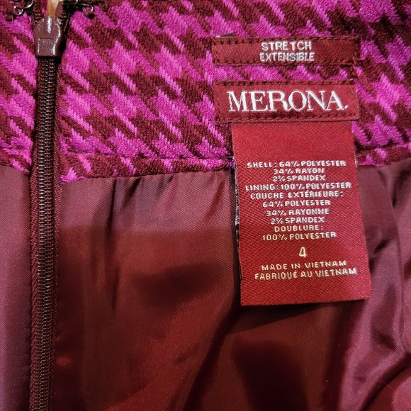 Vintage Magenta Houndstooth Merona Pencil Skirt Size 4 - Picture 14 of 15